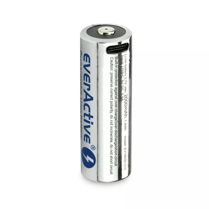 Baterijos elementas 18500 3,7V Li-ion 2100mAh su USB-C