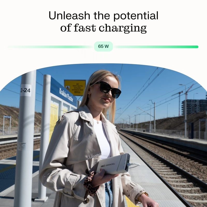 Nešiojama baterija Green Cell BPLGC20P 20800 mAh ličio jonų, USB-C PD 65W, 2x USB-C + 1x USB-A, aliuminio korpusas