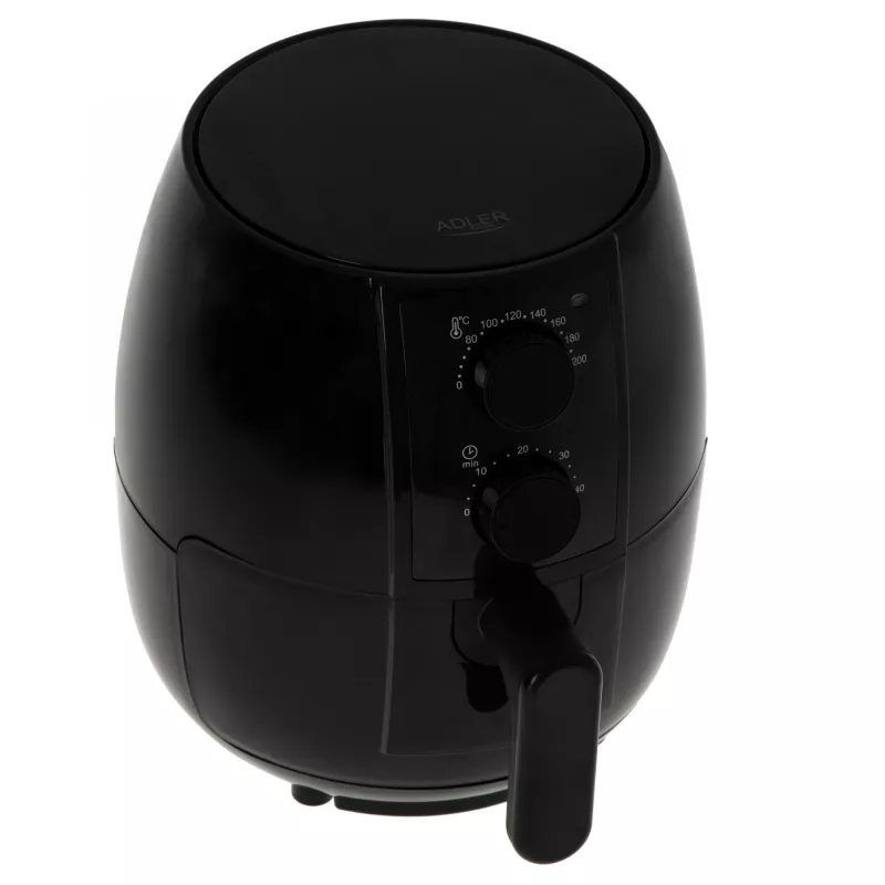 Karšto oro gruzdintuvė Adler AD 6312 — 2,5 l, 1600 W, juoda, 80–200°C, 60 min. laikmatis