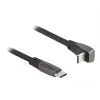 DeLOCK USB 2.0 plokščias juostinis laidas USB Type-C kištukas į USB Type-C kištuką, kampinis, PD 3.0, 60 W, 14 cm, juodas