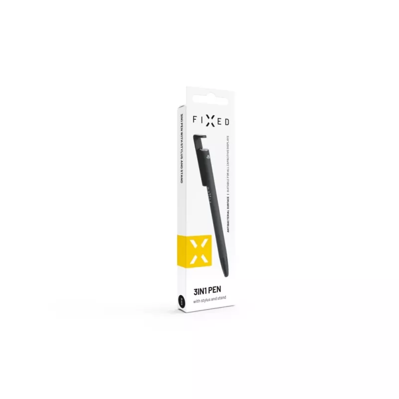 3-in-1 rašiklis su rašikliu ir stovu FIXED FIXPEN-BK — tušinukas, talpinis antgalis, integruotas stovas, juodas