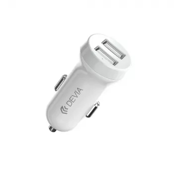 Automobilinis pakrovėjas Devia Smart Series Lightning 5V 3,1A dvigubas USB baltas