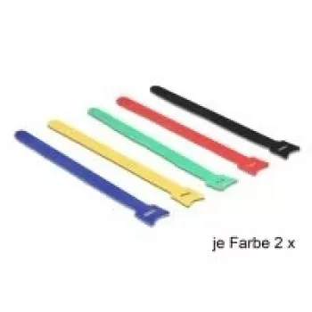 DeLOCK 18636 kabelių surišėjas nailoninis juodas mėlynas žalias raudonas geltonas 240 mm 10 vnt.