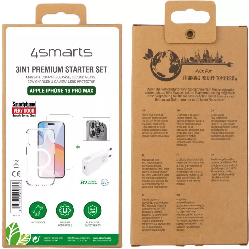 Vidinis įkroviklis 4smarts 541178 permatomas baltas greitas įkrovimas USB Type-C