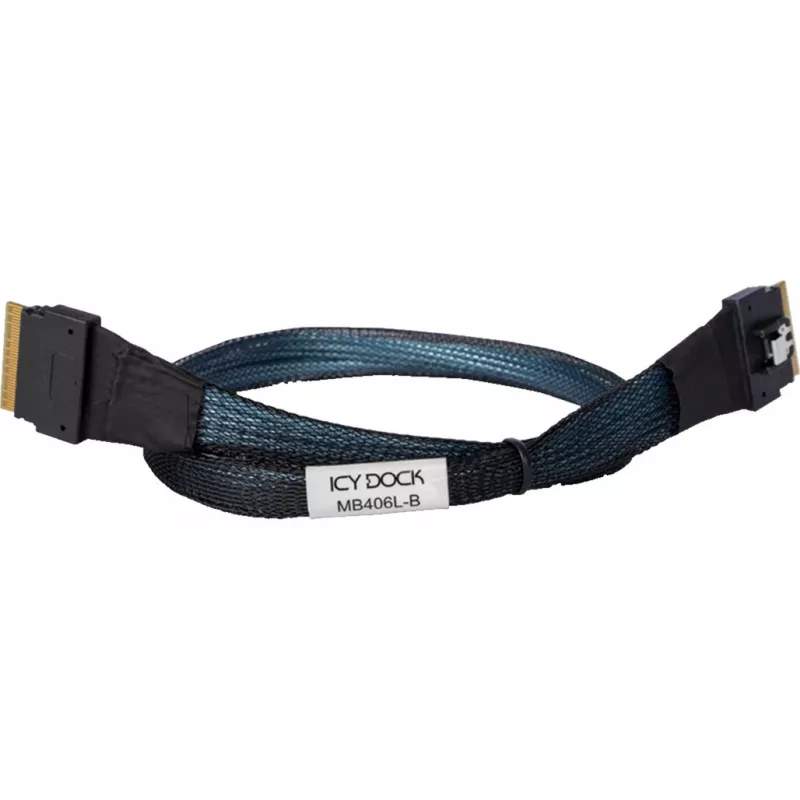 ICY DOCK - MB4026L-B - SlimSAS 4i SFF-8654 į OCuLink 4i SFF-8611 kabelis – 0,5 m