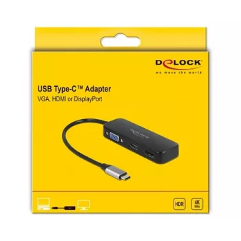 DeLOCK USB Type-C adapteris į VGA HDMI DisplayPort 4K 60 Hz