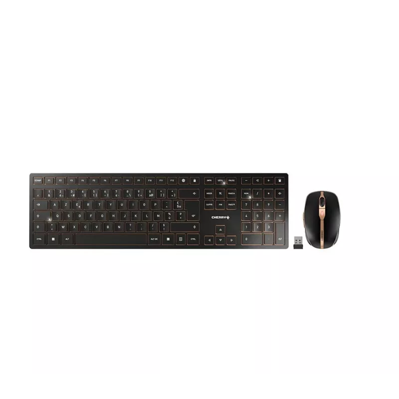 CHERRY DW 9100 plonas klaviatūra Pelė komplekte Universalus RF belaidis + Bluetooth AZERTY prancūzų juoda
