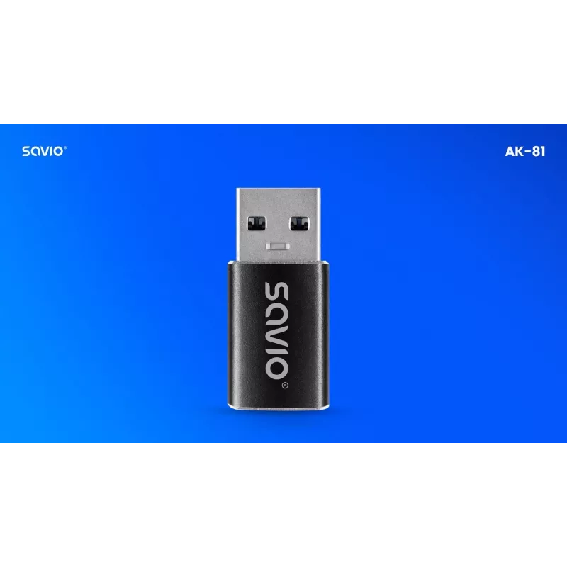 Savio AK-81 vaizdo kabelio adapteris USB Type-C USB Type-A juodas