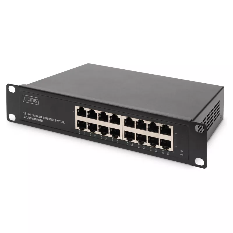 Tinklo komutatorius DIGITUS 10 colių Gigabit Ethernet 16 prievadų nevaldomas (montavimo stelaže modulis)