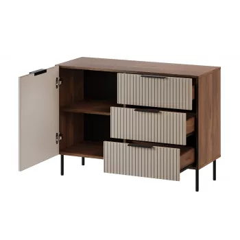 Komoda cama meble ALMERA 104x42x75 cm, riešutmedžio/kašmyro spalvos, 3 stalčiai, medžio drožlių plokštė