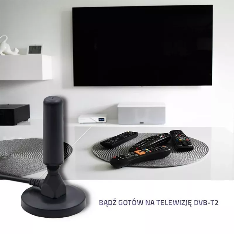 Vidinė TV antena QOLTEC 57016 DVB-T2 — kompaktiškas dizainas skaitmeninei antžeminei recepcijai