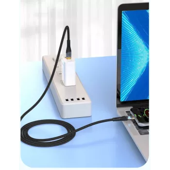 USB Type-C duomenų kabelis Tellur TLL155731, Type-C į Type-C, 60 W galia, 100 cm, juodas