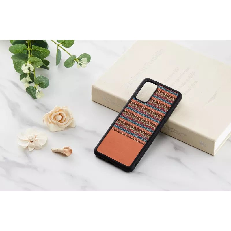 man and wood telefono dėklas Samsung Galaxy S20+ — rudas languotas su juodu apvadu