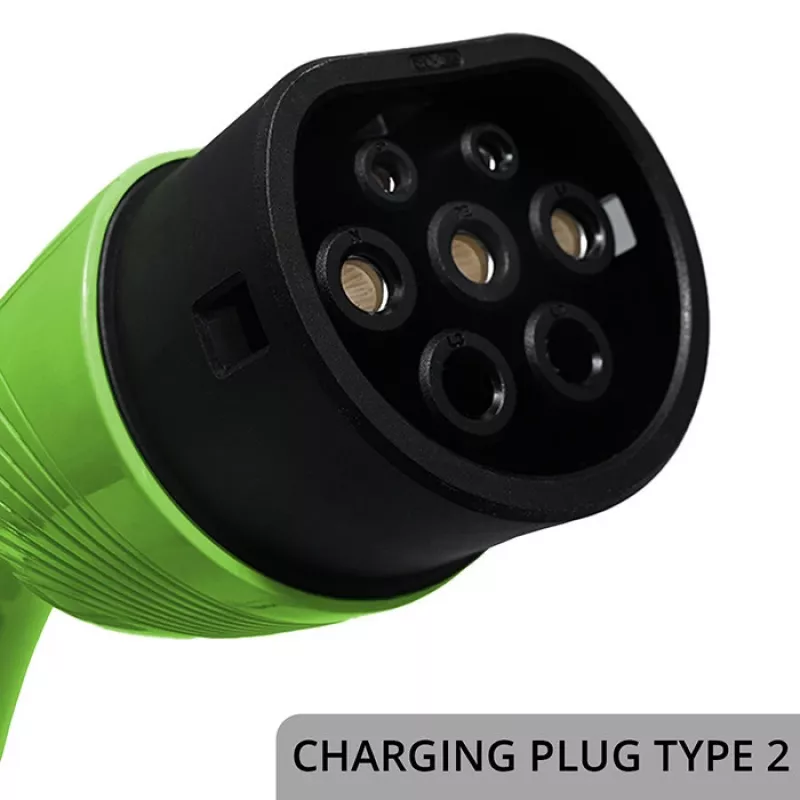 Elektrinio automobilio įkroviklis QOLTEC Mobile EV 2in1 Type2 11 kW 400 V Wi‑Fi TUYA SMART LIFE LCD nešiojama sieninė dėžutė 5 m laidas