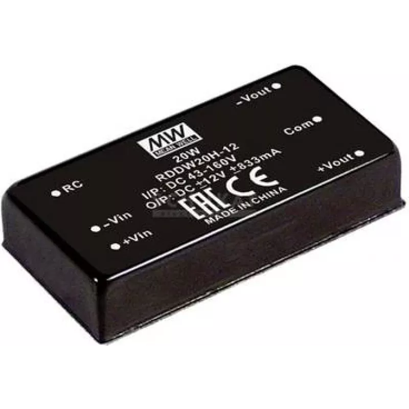 maitinimo adapteris MEAN WELL RDDW20F-05, 20 W, 5 V, 2 A, RoHS, 50,8 mm gylis, 35 g