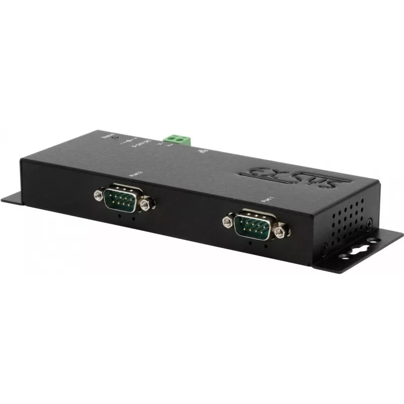 Nuoseklaus įrenginio serveris Exsys EX-6122-2 — Ethernet į 2× RS-232/422/485, reikalingas 12V/3A maitinimas