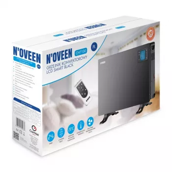 Konvektorinis elektrinis patalpų šildytuvas NOVEEN CH7100 — 2000 W, 3 galios lygiai, LCD, laikmatis, nuotolinio valdymo pultas, juodas
