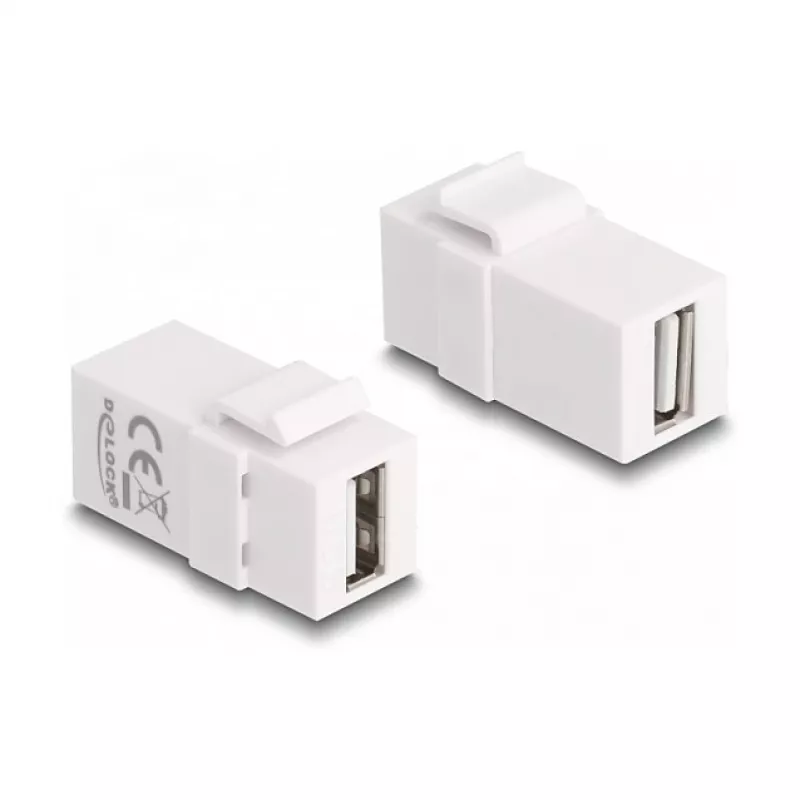 DeLOCK Keystone modulis USB 2.0 A lizdas į USB 2.0 A lizdą baltas