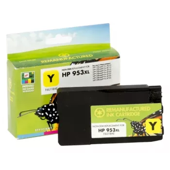 Suderinama Static Control HP 953XL (F6U18AE) rašalo kasetė, Geltona (New chip)