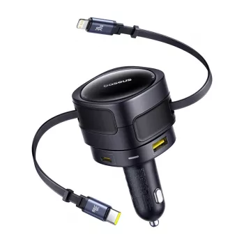 Automobilinis įkroviklis Baseus Enjoyment Max 90W su USB-C, Lightning ir USB-A prievadais