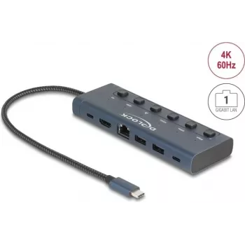 DeLOCK 92000 USB Type-C šakotuvas 5000 Mbit/s HDMI RJ-45 USB 3.2