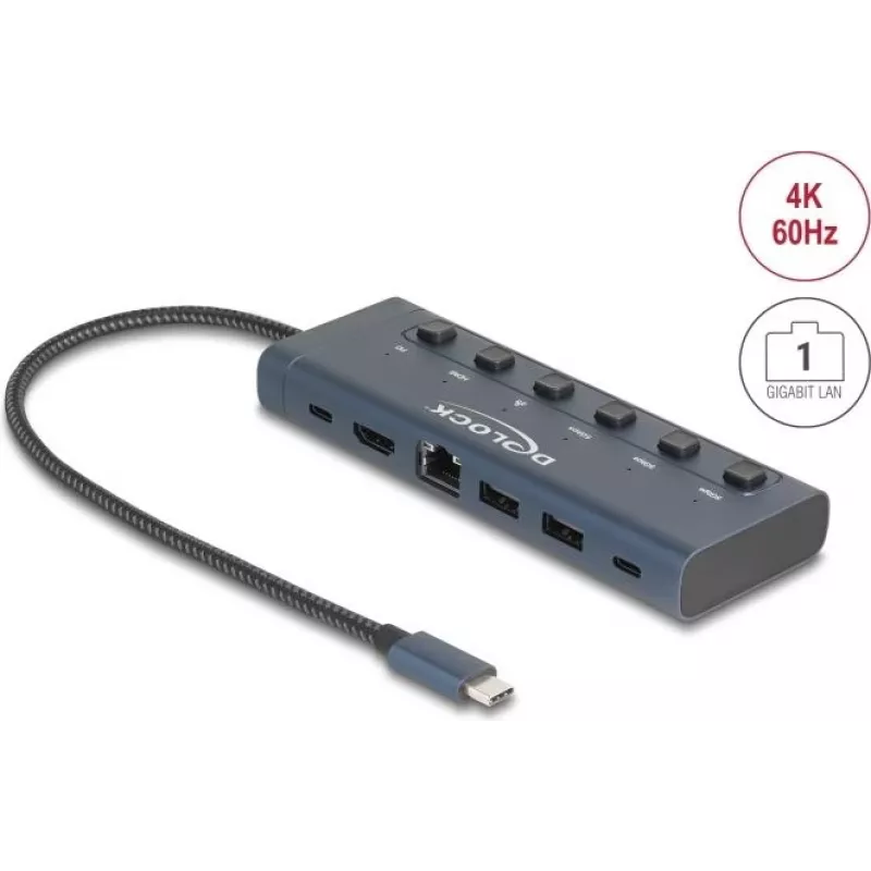 DeLOCK 92000 USB Type-C šakotuvas 5000 Mbit/s HDMI RJ-45 USB 3.2