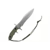 Stacionarus peilis cinema classic CC-H5 Rambo V — Išgyvenimo peilis, plieninė geležtė 230 mm, bendras ilgis 385 mm, žalia polimerinė rankena, odinės makštys