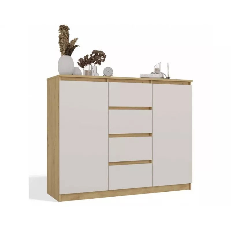 komoda su 2 durelės ir 4 stalčiai, artisan ąžuolas/kašmyro spalva