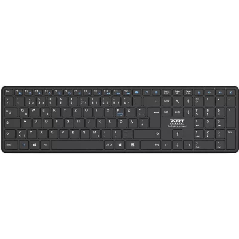Klaviatūra Port Designs 900903-R-DE Bluetooth QWERTY vokiška juoda