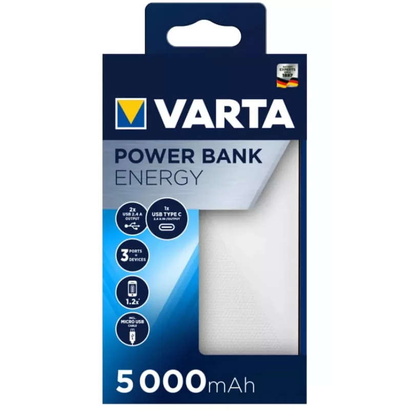 Nešiojamasis įkroviklis Varta Energy 5000, 5000 mAh