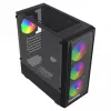 PC korpusas SAVIO Noctis Flow RGB — Cube, ATX/Mini-ITX, 3x 120 mm priekiniai ventiliatoriai, grūdintas stiklas šone, maks. GPU 35 cm