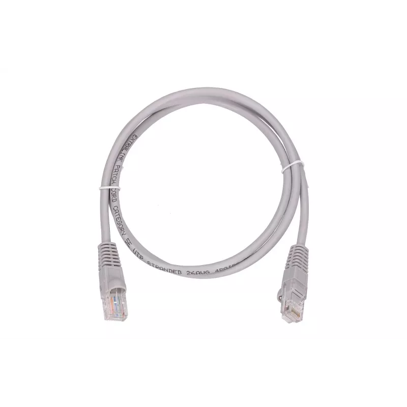 LAN komutacinis kabelis Extralink Cat5e UTP 1 m, RJ-45 į RJ-45, pilkas