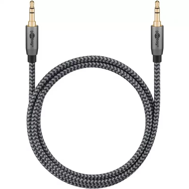 Plus Audio Connection kabelis AUX 3,5mm stereo (juoda/sidabrinė, 2 metrai)