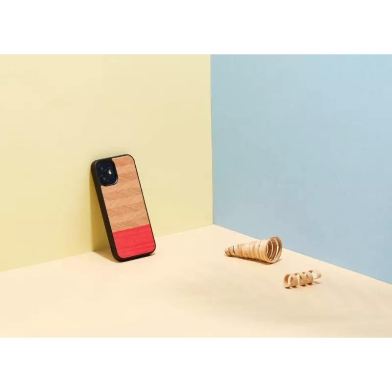 Apsauginis mobiliojo telefono dėklas „Man and Wood“, skirtas „iPhone 12 mini“ – silkės rašto, azalijos juodos spalvos