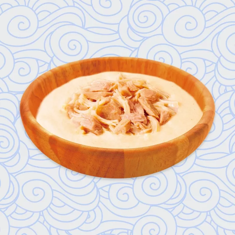 Drėgnas kačių skanėstas INABA Ciao Stew Chicken & Scallop maišelis 40 g — be grūdų, suaugusioms, mėsingas