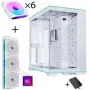 Lian Li O11 Dynamic EVO RGB PC korpuso rinkinys + HydroShift II LCD-S 360TL AiO + 6x UNI FAN SL-INF 120 Reverse Blade ventiliatorius - baltas