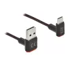 USB kabelis DeLOCK EASY-USB 2.0 Type-A kištukas į Type-C kištuką kampuotas 0,5 m juodas