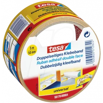 Dvipusė juosta Tesa 56170, 5 m x 50 mm, nuolatiniai klijai, medžiaginė