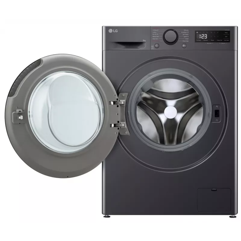 Skalbimo mašina LG F2WR508S2M — priekinio įkrovimo, 8 kg, 1200 aps./min, A efektyvumo, 60×48 cm, LED, vidutiniškai juoda
