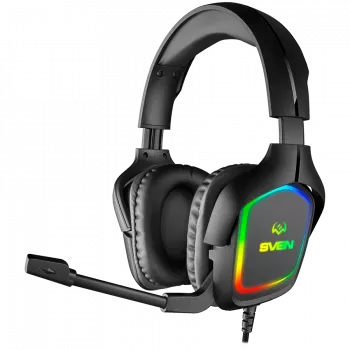 Žaidimų ausinės su mikrofonu AP-U750MV, juodos (USB, RGB)