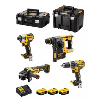 Įrankių rinkinys DeWalt DCK422P3T-QW belaidis komplektas 18V 5Ah (3 baterijos), gręžtuvas/suktuvas DCD796, rotorinis kūjis, 4 cm mediena, 1.3 cm plienas