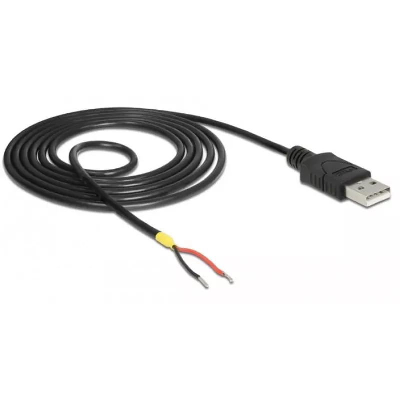 Delock laidas USB2.0 Type-A kištukas > 2 x pliki laidų galai - 1,5 m - juodas (85664)