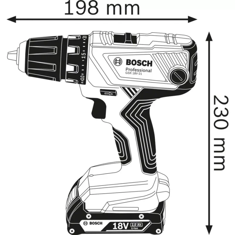 Bosch GSR 18V-21 Professional 1800 RPM 1.2 kg Juoda, Mėlyna