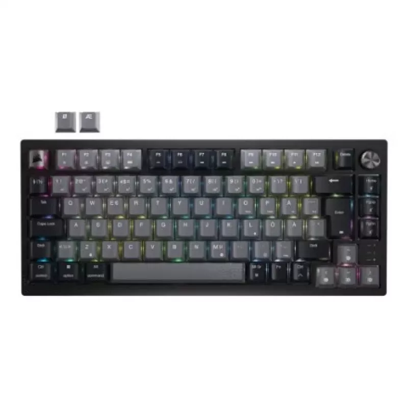 Mechaninė žaidimų klaviatūra CORSAIR K65 PLUS Wireless — Nordic Juoda, kompaktiškas išdėstymas, USB Type-A