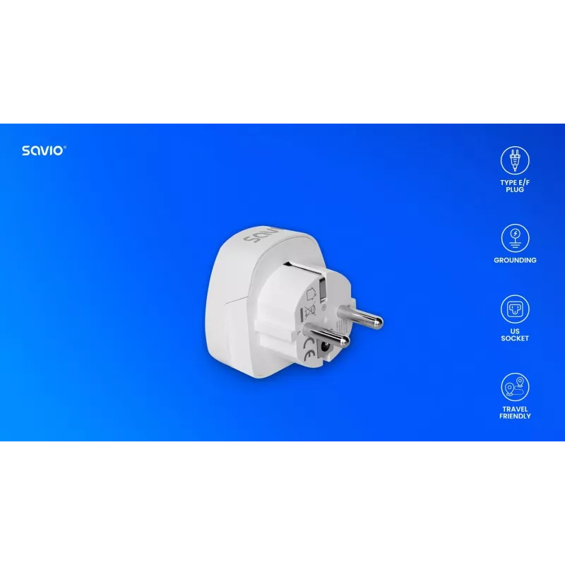 SAVIO AP-01 kelioninis adapteris, JAV lizdas – ES kištukas