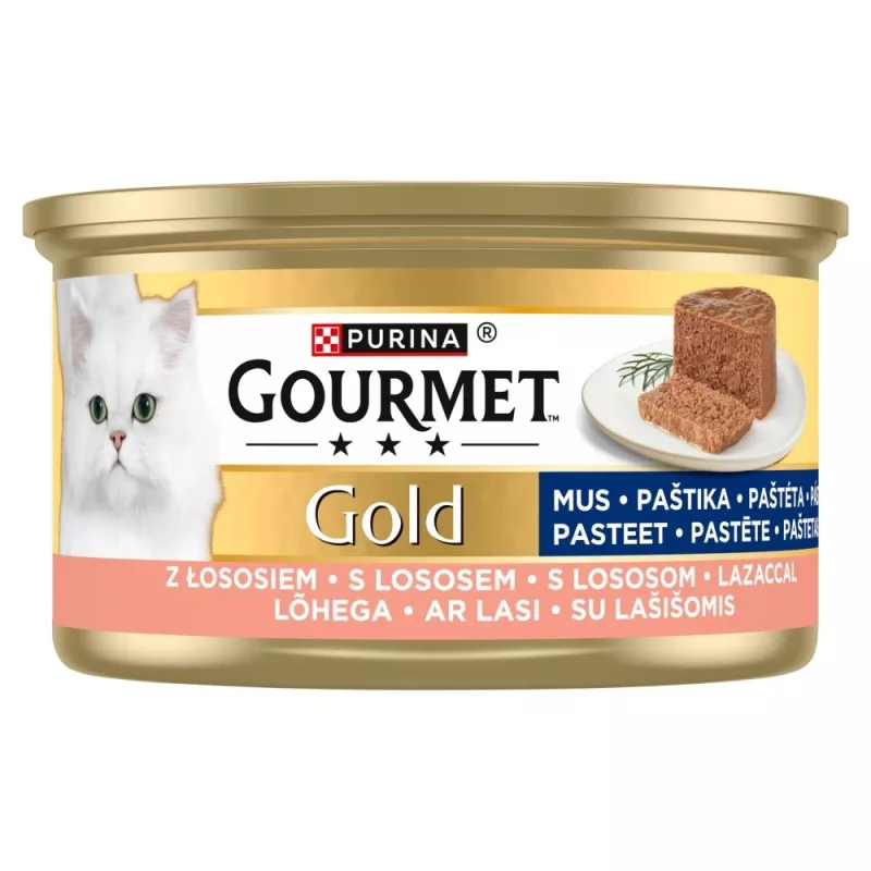 PURINA Gourmet Gold Mousse su lašiša - šlapias kačių ėdalas - 85g