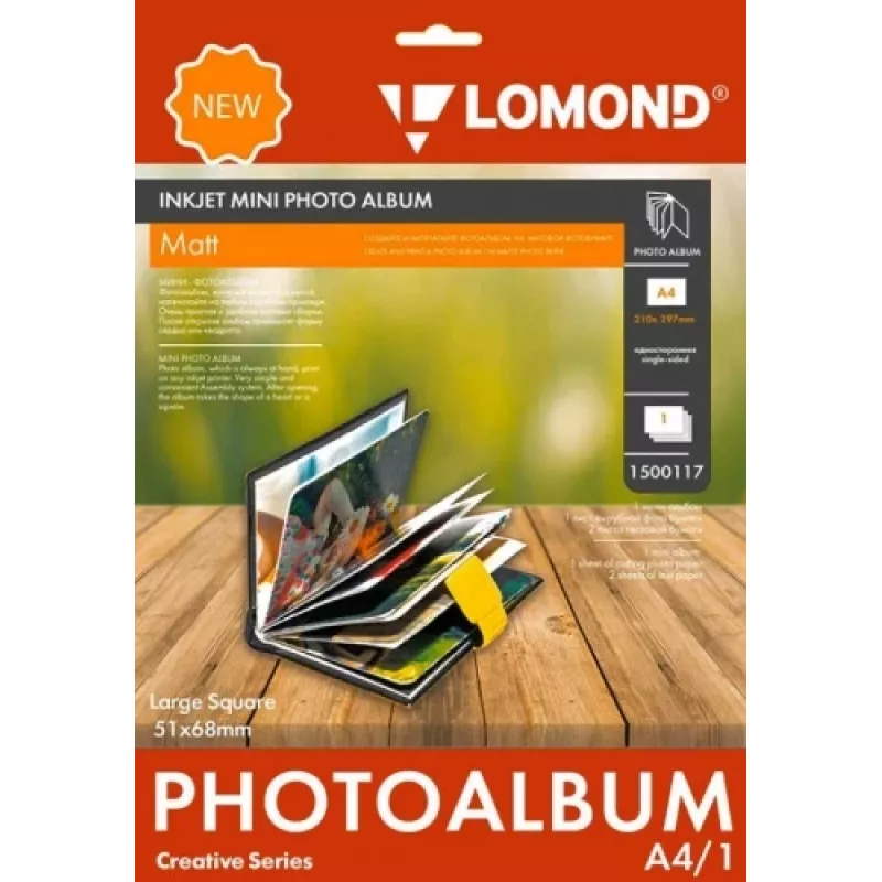 Foto Mini Albumas Lomond Large Square Matte 51×68 mm — talpina mažas nuotraukas, matiniai puslapiai