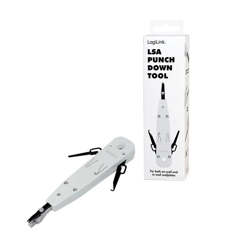 Kabelių užspaudimo replės LOGILINK WZ0001A, skirtos RJ45/RJ11, su įmontuotu pjaustytuvu ir nuėmikliu, baltos