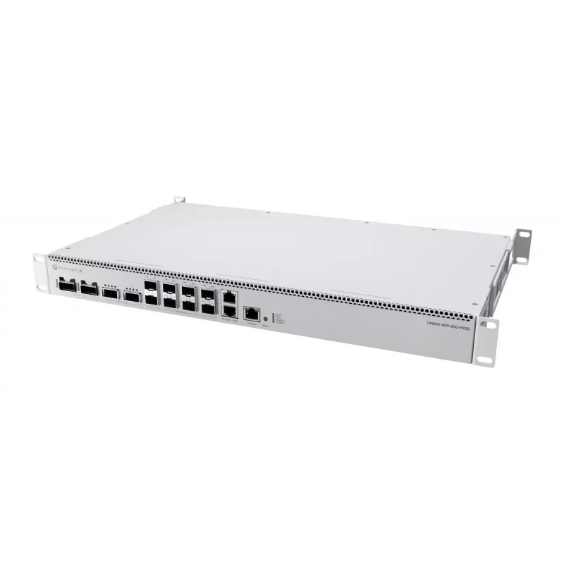 Tinklo komutatorius MikroTik CRS812-8DS-2DQ-2DDQ-RM — 8× 10G SFP+ stovo montavimo agregavimo komutatorius
