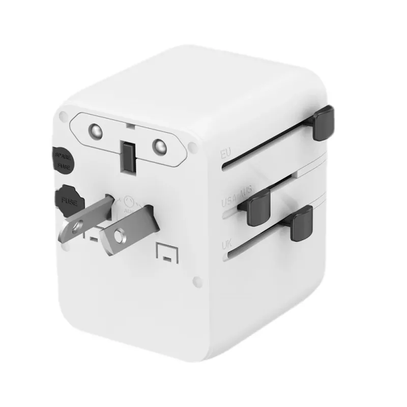 Kelioninis maitinimo adapteris GEMBIRD TPA-1A2C20-01-W — 20 W, USB-A (18 W) + 2× USB-C (20 W), Type E kištukas, baltas
